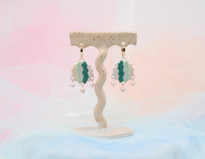 Squiggles and Pearls Earrings - Juice Ceramics