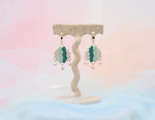 Squiggles and Pearls Earrings - Juice Ceramics