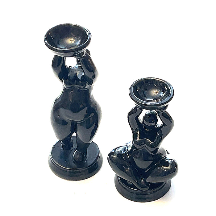 One Navy Wooden Sphere Stand (standing one)