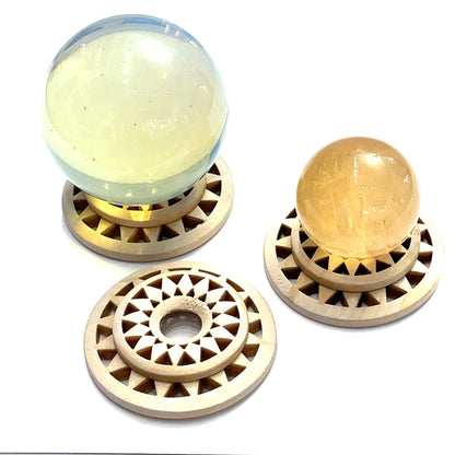 One Wooden Sphere Stand (spheres not included)