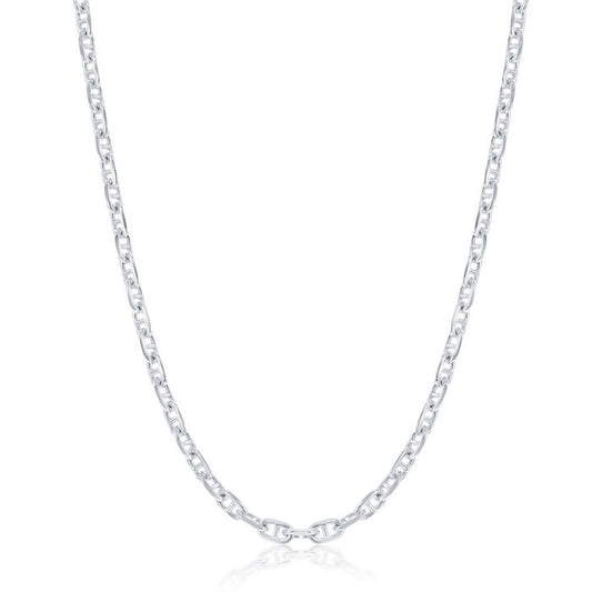 Sterling Silver 3.6mm Anchor Marina Chain Rhodium Plated