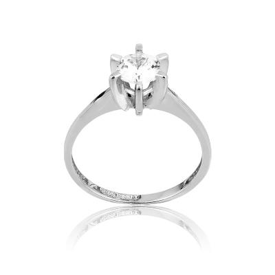Sterling Silver 6-Prong Setting with Cubic Zirconia Engagement Ring