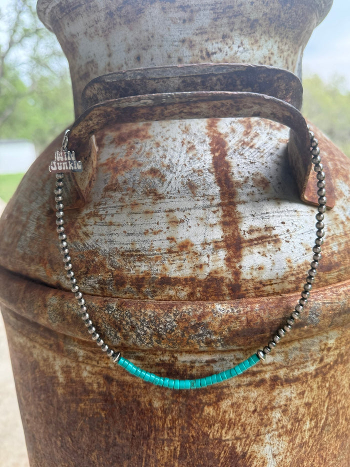 Sterling Silver Azure Soul Heishi Beaded Necklace