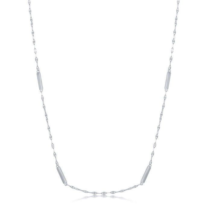 Sterling Silver Fancy Chain & Bars Necklace, Adjustable 16+2"