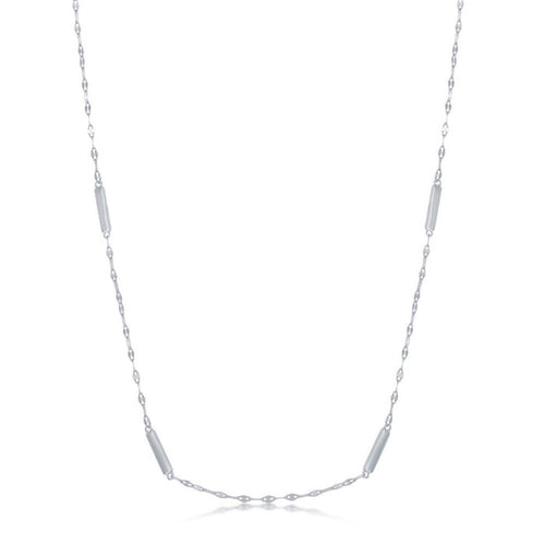 Sterling Silver Fancy Chain & Bars Necklace, Adjustable 16+2"