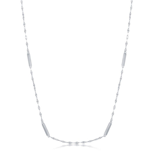 Sterling Silver Fancy Chain & Bars Necklace, Adjustable 16+2"