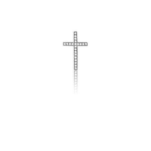 Sterling Silver Micro Pave Small CZ Cross Pendant