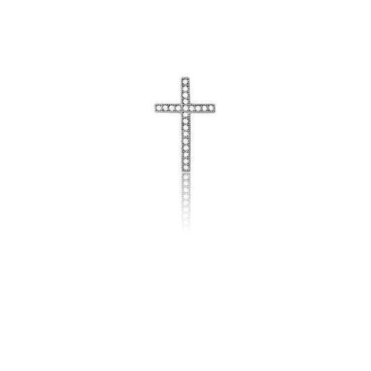 Sterling Silver Micro Pave Small CZ Cross Pendant