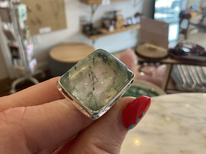 Sterling Silver Ring - Prehnite size 9