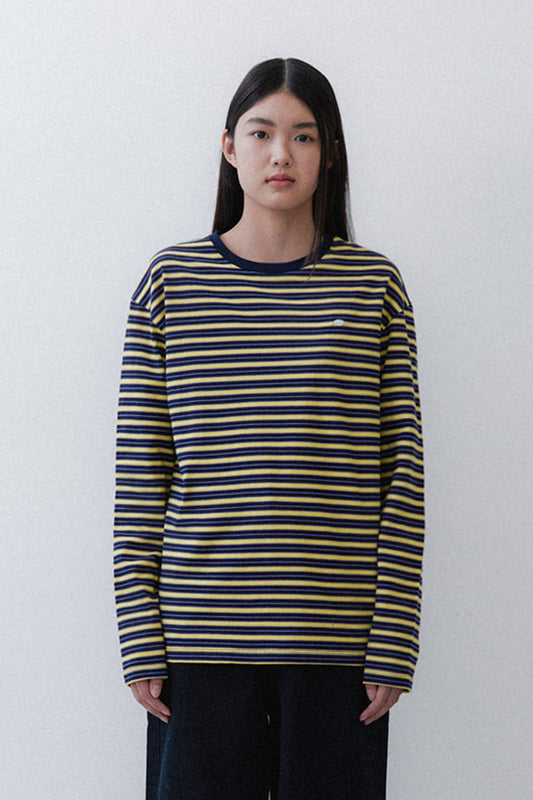 STRIPE SLEEVE T - PURPLE/YELLOW