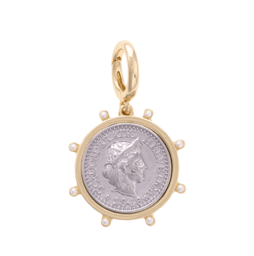 Canvas Style Studded Coin Charm