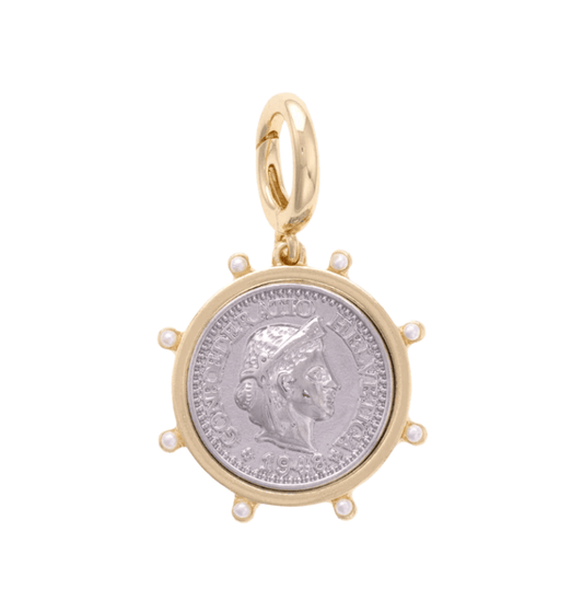 Canvas Style Studded Coin Charm