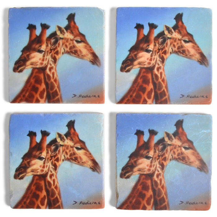 Studio Vertu Long Necks by D. Madaras Giraffe Marble Coasters, Set of 4