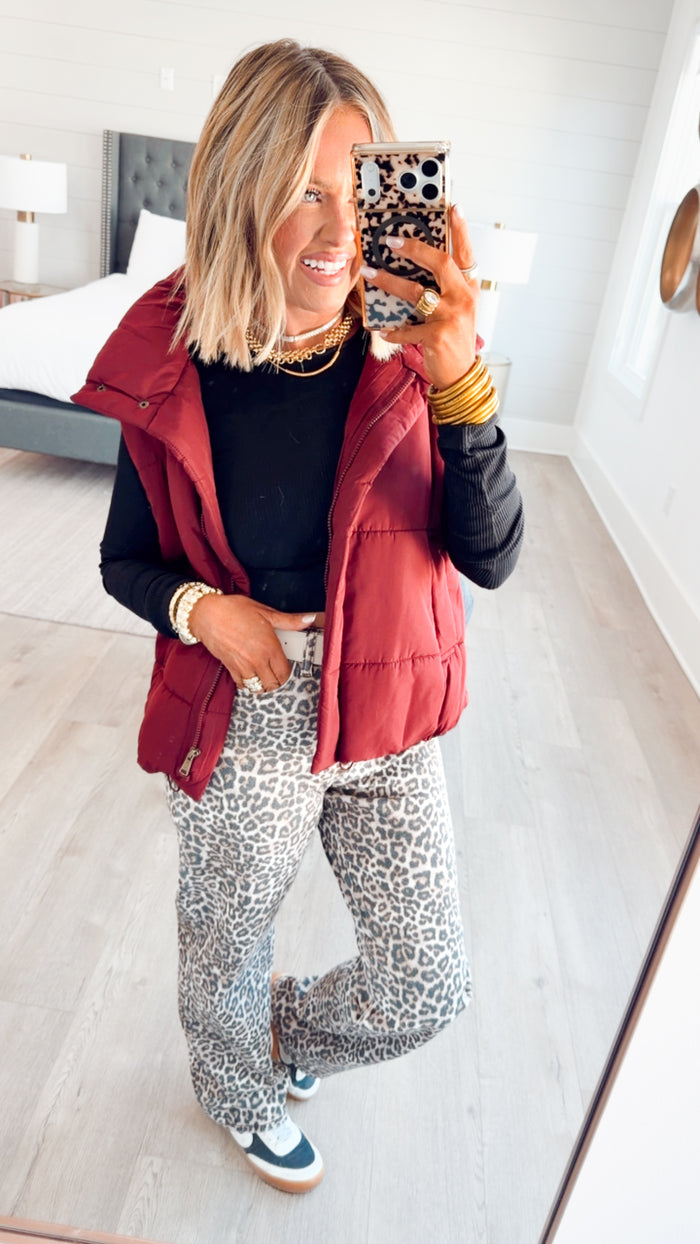 Summit Puffer Vest-Burgundy