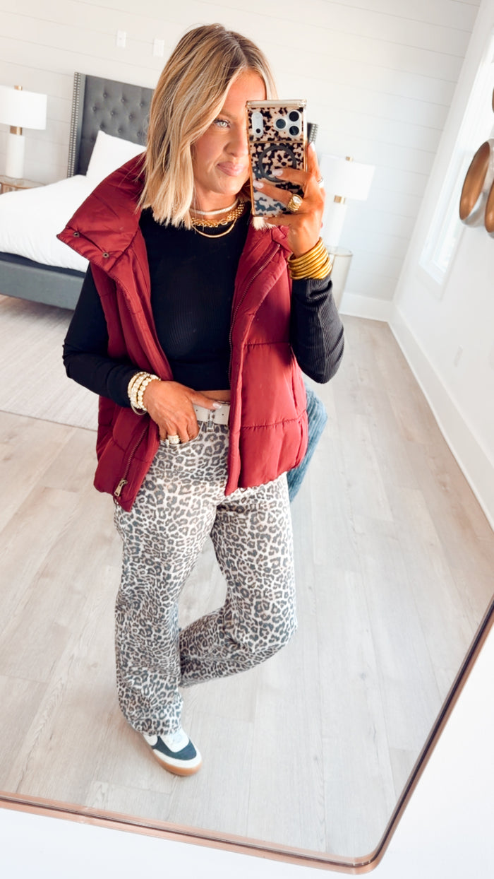 Summit Puffer Vest-Burgundy