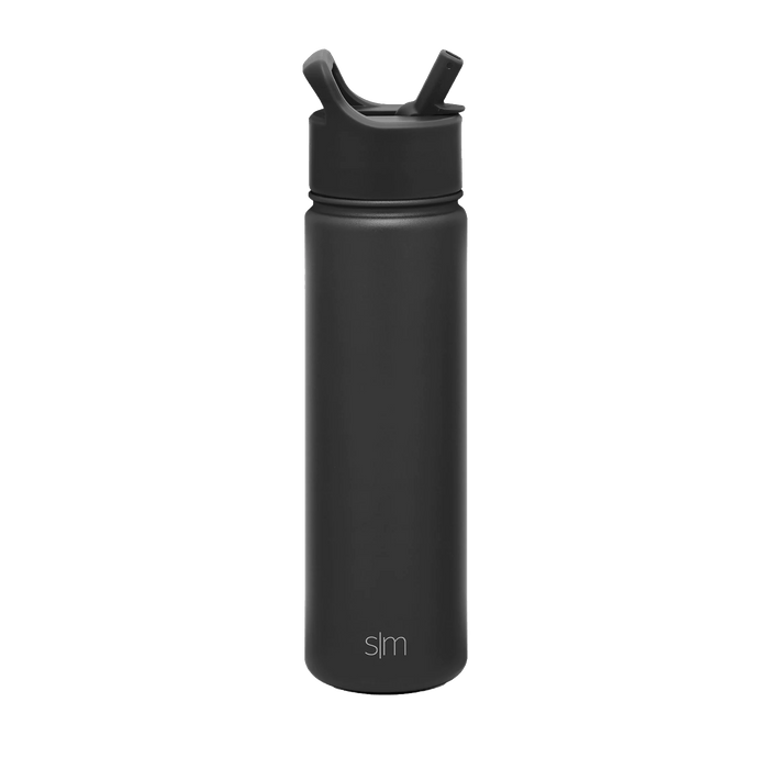 Black Custom Summit Water Bottle With Straw Lid - 22oz - Corporate Gifts
