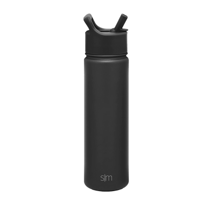 Black Custom Summit Water Bottle With Straw Lid - 22oz - Corporate Gifts