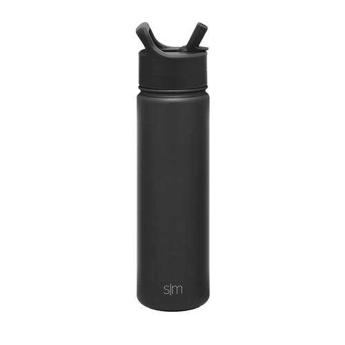 Black Custom Summit Water Bottle With Straw Lid - 22oz - Corporate Gifts