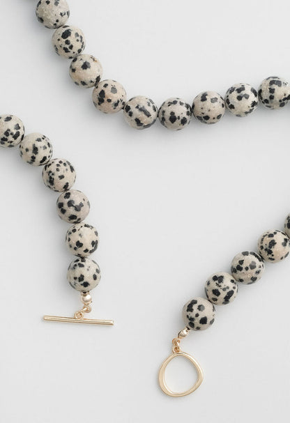Sun Ray Necklace Dalmatian Jasper Gold 10mm