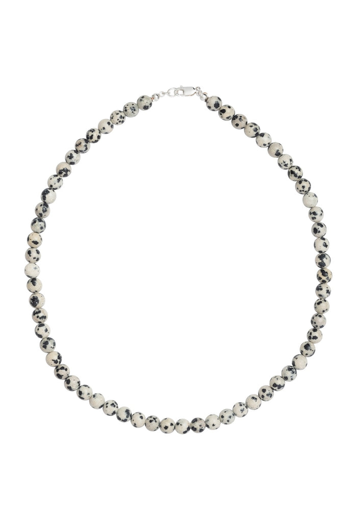 Sun Ray Necklace Dalmatian Jasper Silver 6mm
