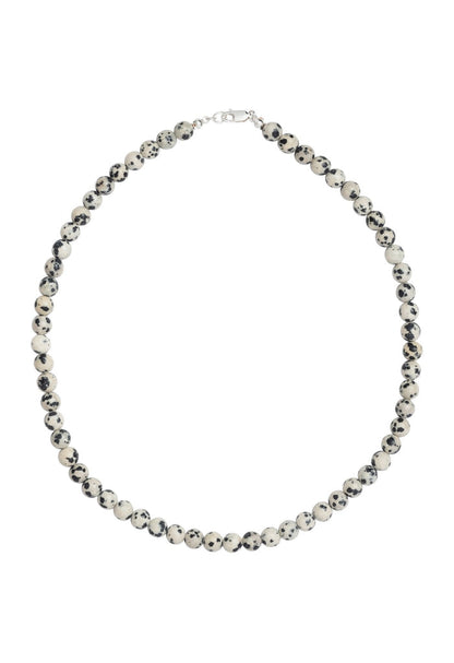 Sun Ray Necklace Dalmatian Jasper Silver 6mm
