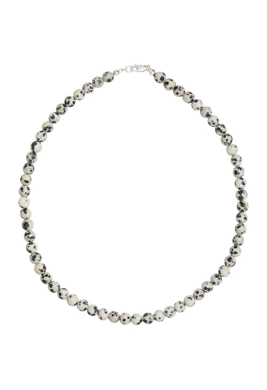 Sun Ray Necklace Dalmatian Jasper Silver 6mm