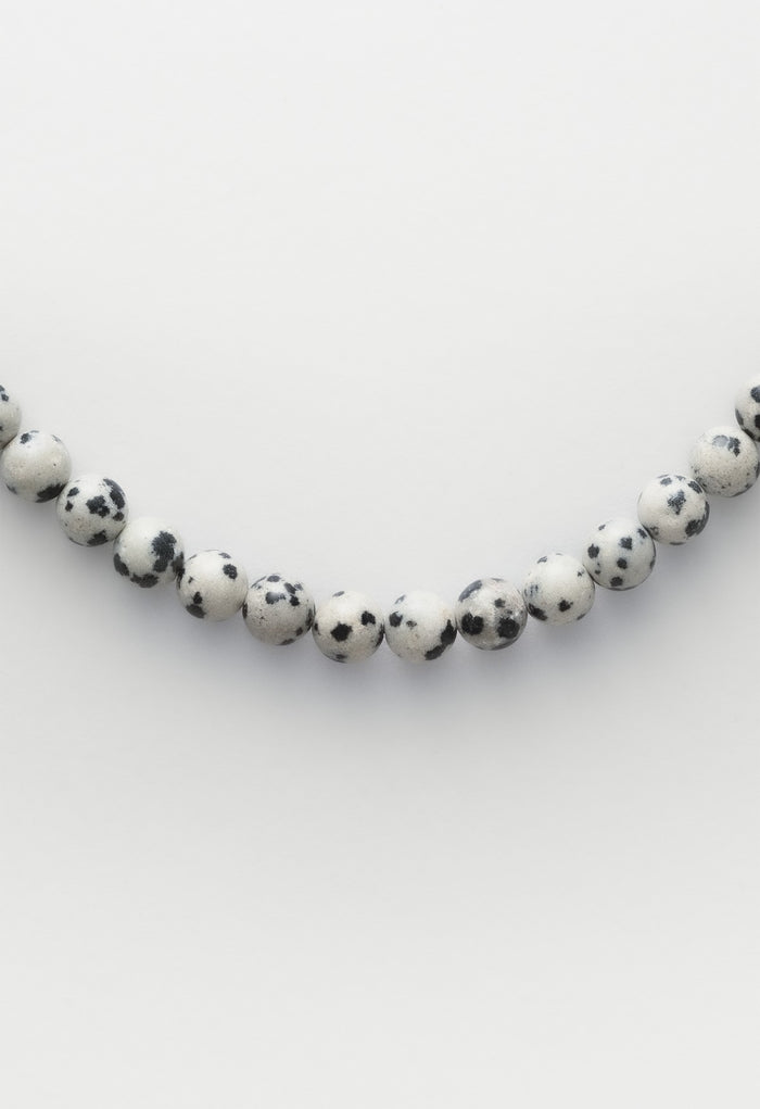 Sun Ray Necklace Dalmatian Jasper Silver 6mm