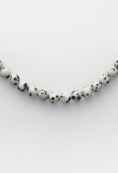 Sun Ray Necklace Dalmatian Jasper Silver 6mm