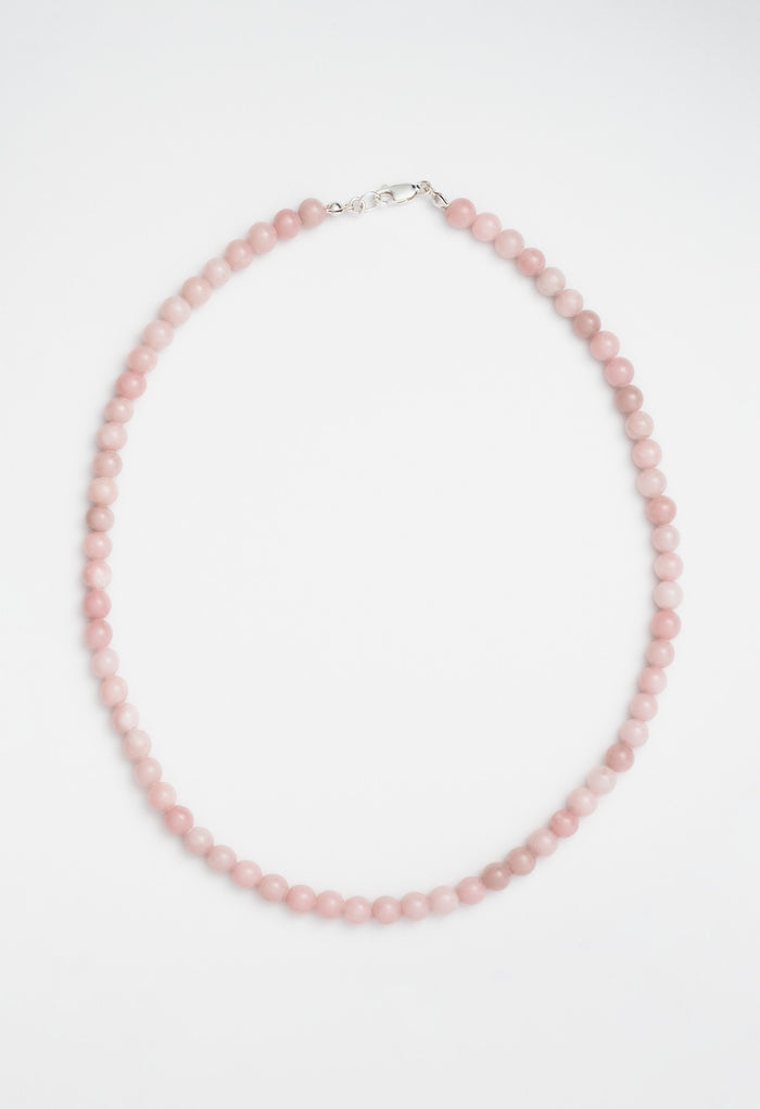 Sun Ray Necklace Pink Opal Silver 6mm
