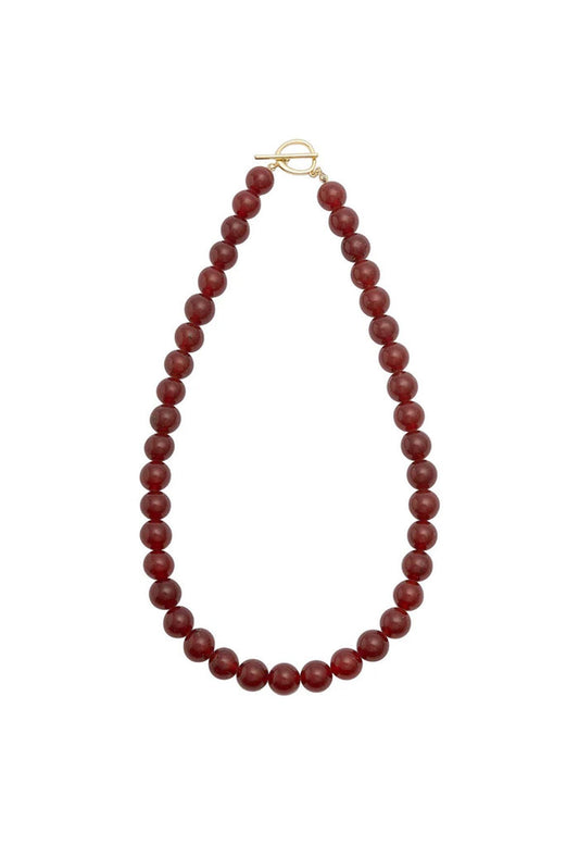 Sun Ray Necklace Red Jade Gold 10mm