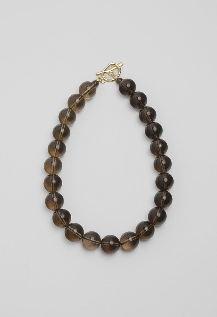 Sun Ray Necklace Smoky Quartz Gold 16mm