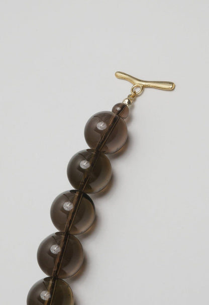 Sun Ray Necklace Smoky Quartz Gold 16mm