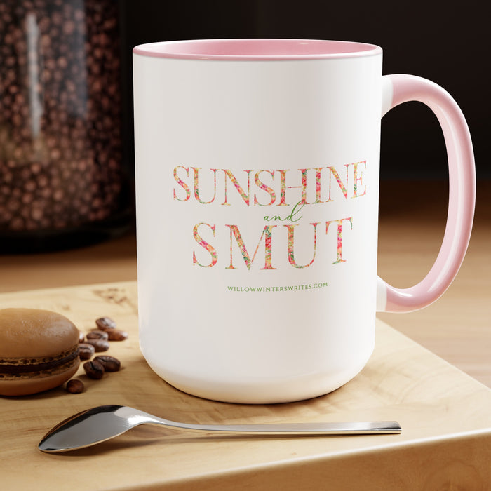 Sunshine & Sm*t Two-Tone Coffee Mugs, 15oz