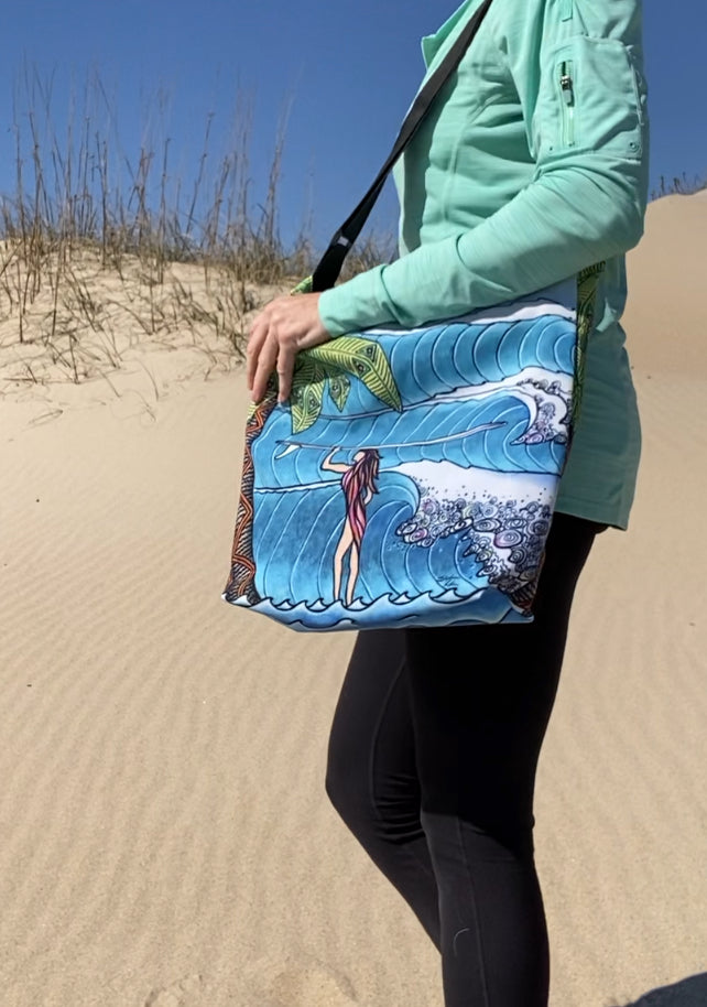 Surfer Girl Tote Beach Bag