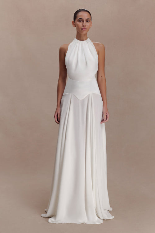 Susan Chiffon Halter Maxi Dress - Ivory
