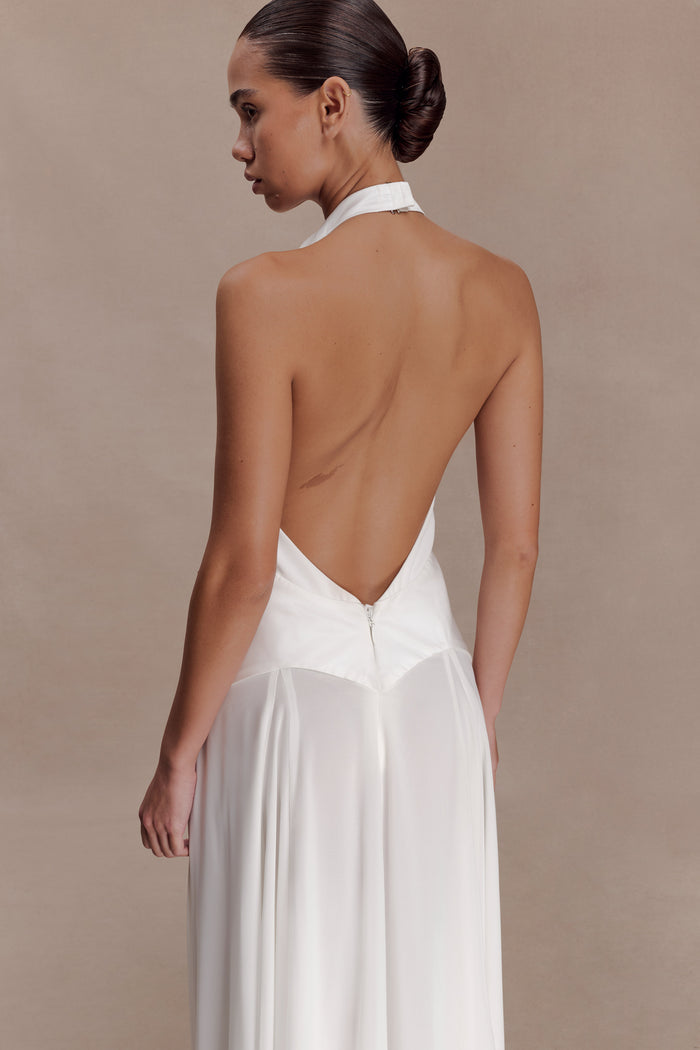 Susan Chiffon Halter Maxi Dress - Ivory