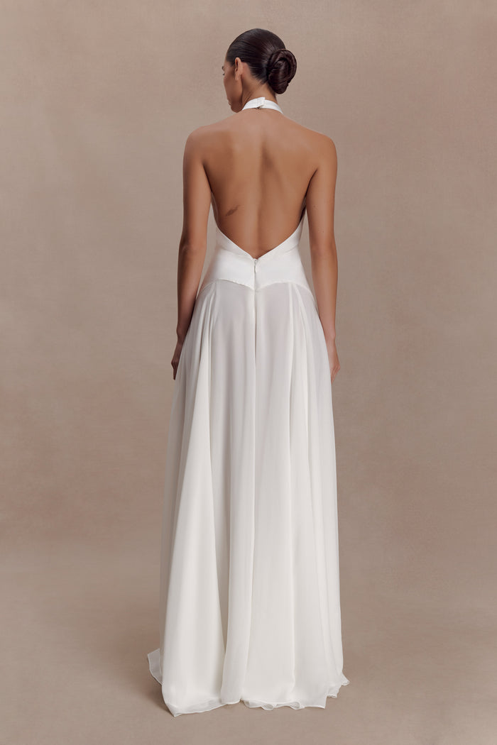 Susan Chiffon Halter Maxi Dress - Ivory