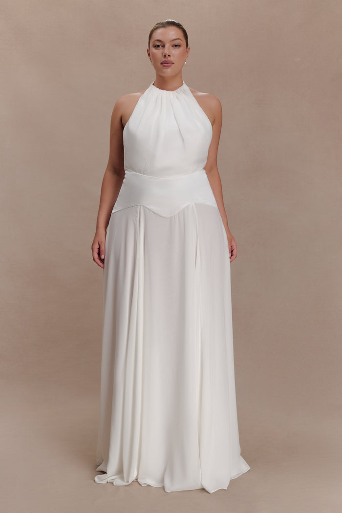 Susan Chiffon Halter Maxi Dress - Ivory