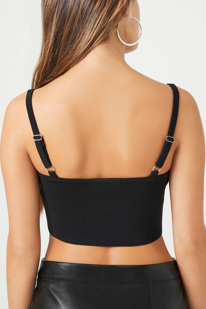 Sweater-Knit Rhinestone Cropped Cami