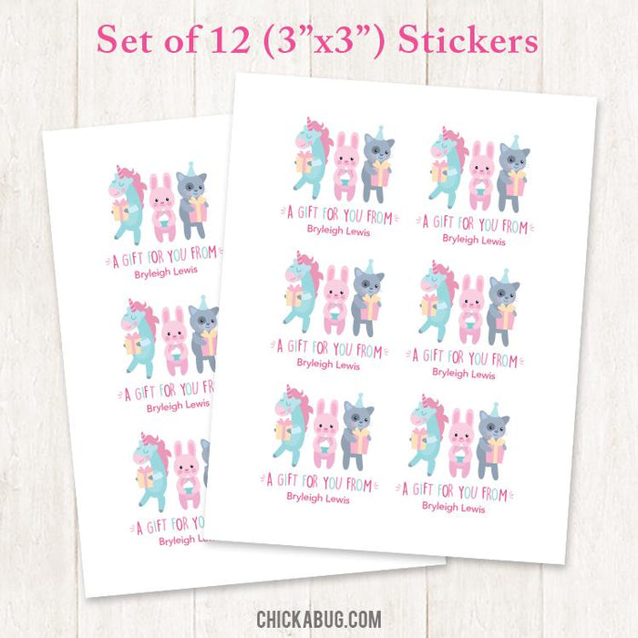 Sweet Birthday Animals Gift Labels