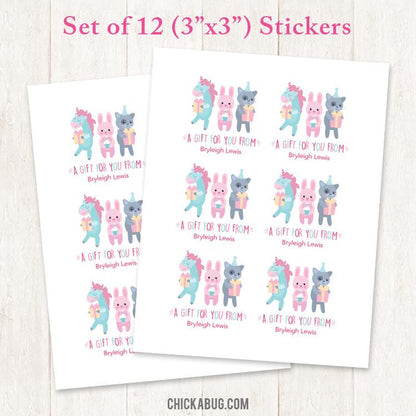 Sweet Birthday Animals Gift Labels