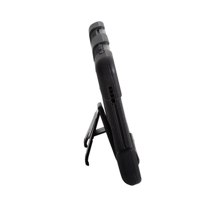 A rugged black Tablet Case for Galaxy Tab A7 Lite with a built-in kickstand and multi-layer protection, displayed from the side on a white background.