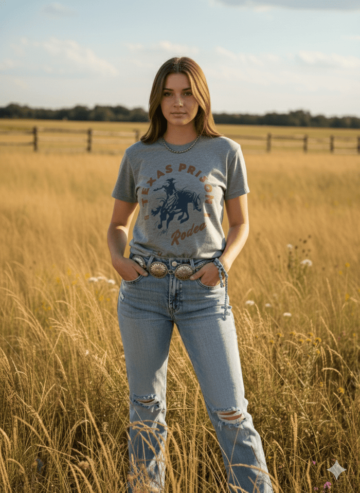 Texas Prison Rodeo Huntsville Graphic TeeGreyS
