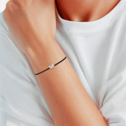 Textil-Armband schwarz Butterfly Zirkonia silber