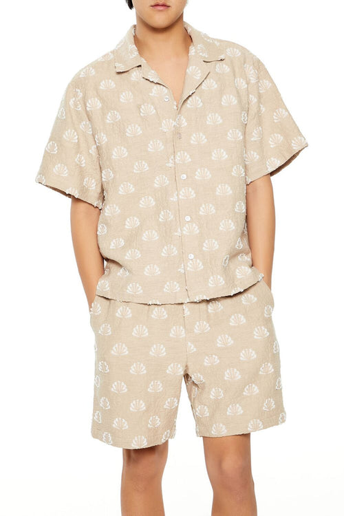 Textured Geo Cuban-Collar Shirt