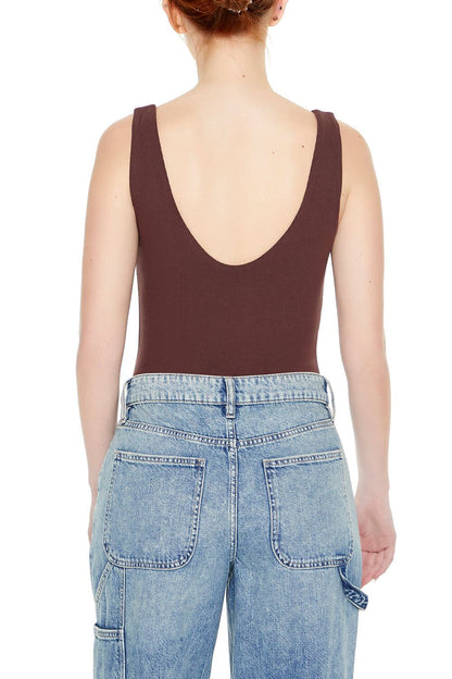 Textured V-Back Tank Bodysuit