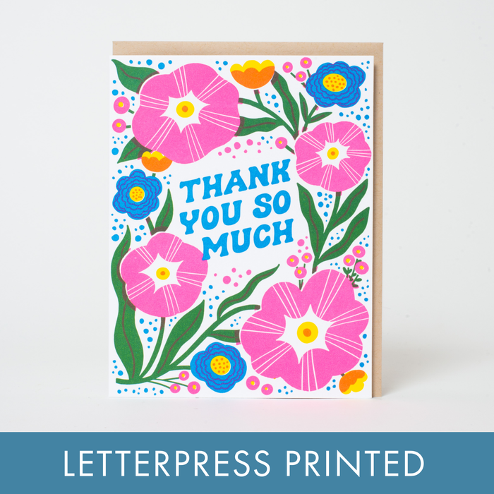 Thanks So Much Flowers Letterpress Greeting Card by Hello!Lucky: Paper tab