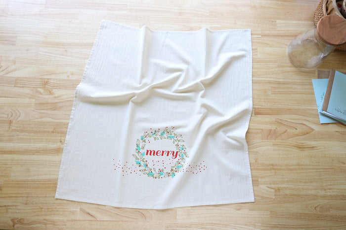 The High Fiber - Christmas Kitchen Towel, Merry, Handprinted Towel