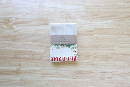 The High Fiber - Christmas Kitchen Towel, Merry, Handprinted Towel