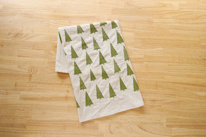 The High Fiber - Christmas Tree Tea Towel, Handprinted on Natural Cotton